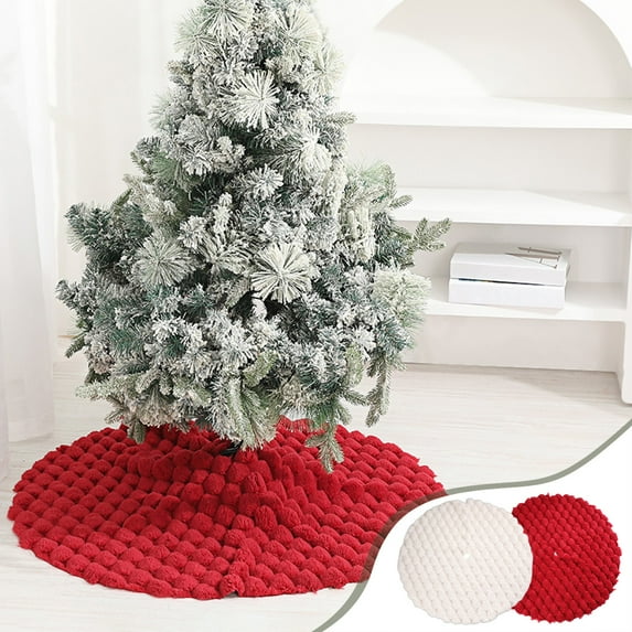 Dmlowu Christmas Tree Skirt - Extra Soft Cotton Xmas Tree Skirt, Wrink Proof Christmas Tree Skirts for Holiday Party Christmas Decorations, Easy To Clean