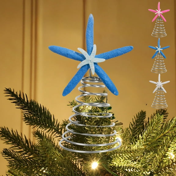 Dmlowu Christmas Tree Topper, Glittered Star Tree Topper for Christmas Tree Decoration, 4x8 inch Sturdy Metal Christmas Tree Toppers