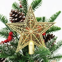 Dmlowu Christmas Tree Topper - Lighted Star Christmas Decorations for Xmas Tree Topper, 8x10 inch Merry Christmas Tree Top for Holiday Party, Shatterproof Christmas Ornament, Gold