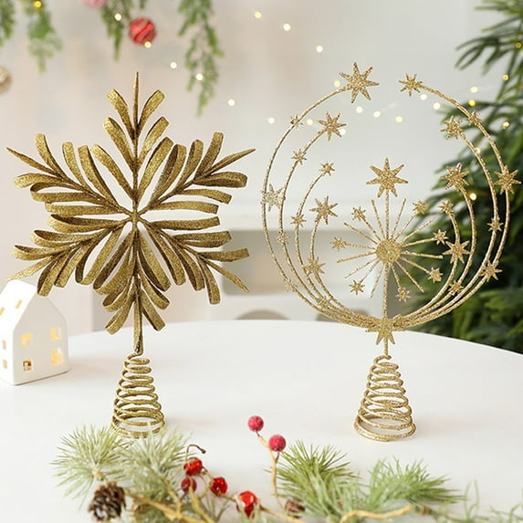 Dmlowu Christmas Tree Topper - Sparkling Hollowed Tree Topper for Christmas Tree Party Holiday Decorations, 9x13 inch Metal Christmas Tree Toppers
