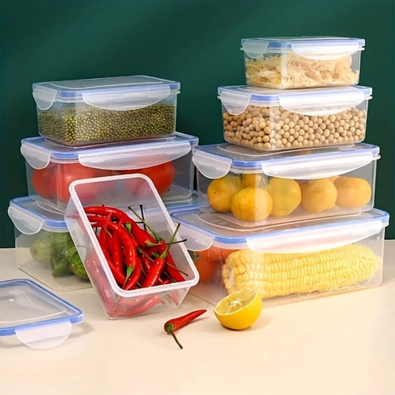 Dmlowu Clear Plastic Fruit Storage Containers for Fridge, Leak Proof Airtight Stackable Meal Prep Containers, Large Food Containers for Veggie Berry Grain Fresh Food