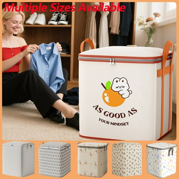 Dmlowu Clothes Storage Bags - Large Capacity Blanket Storage Bins, Foldable Closet Organizers and Storage, Portable Comforter Storage Bag for Clothing, Blanket, Bedding