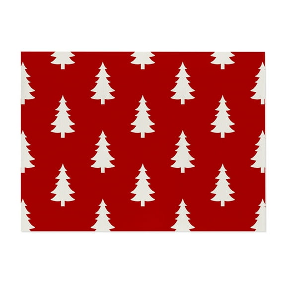 Dmlowu Cotton Christmas Placemats - Heat Proof Placemats, Non-Slip Table Mats for Party Holiday Decor, 13x17" Merry Christmas Tree Decorations Placemats for Dining Table