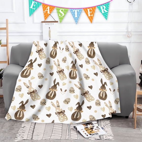 Dmlowu Easter Fleece Blanket - Soft Comfortable Throw Blanket for Couch Sofa, Easter Decorations Blankets Gifts for Women Men, 28x40"