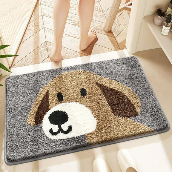 Dmlowu Extra Soft Bathroom Rugs, Super Absorbent & Quick Dry Non-Slip Bath Mat for Bathroom, Shower & Entrance, 16x24 Cute Pet Shower Mat