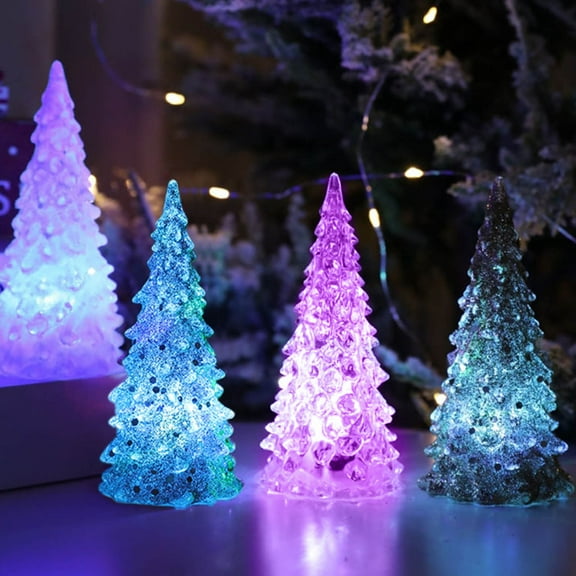 Dmlowu Glass Christmas Lights - Table Top Christmas Tree Night Light, Exquisite Tabletop Christmas Tree Led Lights for Holiday Party Christmas Decorations, 1 Pack