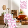 thumbnail image 1 of Dmlowu Halloween Blanket, Luxury Soft Pink Ghost Throw Blanket, Warm Fleece Blanket, 59x79 inch Fall Throw Blanket for Holiday Party Halloween Decorations Outdoor & Indoor, 1 of 10