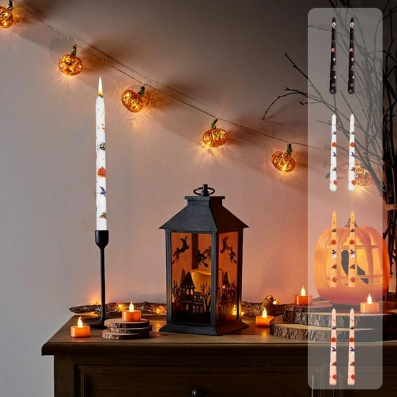 Dmlowu Halloween Decorations Candles, 2pc Pumpkins Ghosts & Flameless Candles, 10 inch Fall Candles for Halloween Decorations Indoor & Outdoor