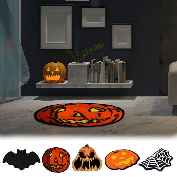 Dmlowu Halloween Decorations Pumpkin Door Mat, 16x24" Comfortable Non Slip Bathroom Rugs, Quicker Dry Front Door Mat Outside Entrance for Halloween Decorations Outdoor & Indoor