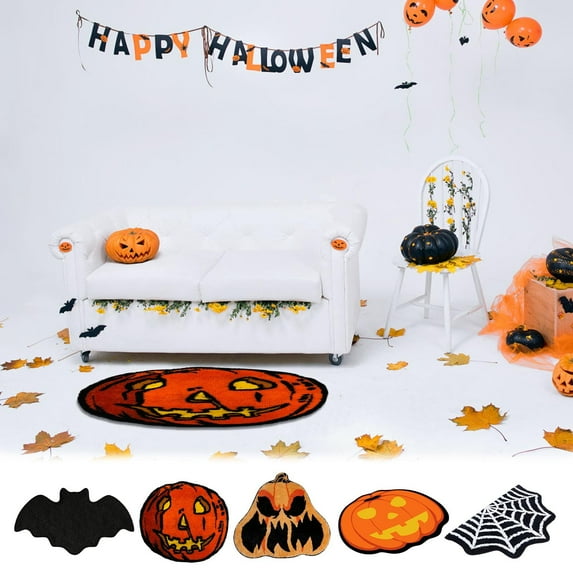 Dmlowu Halloween Decorations Pumpkin Door Mat, 20x32" Comfortable Non Slip Bathroom Rugs, Quicker Dry Front Door Mat Outside Entrance for Halloween Decorations Outdoor & Indoor