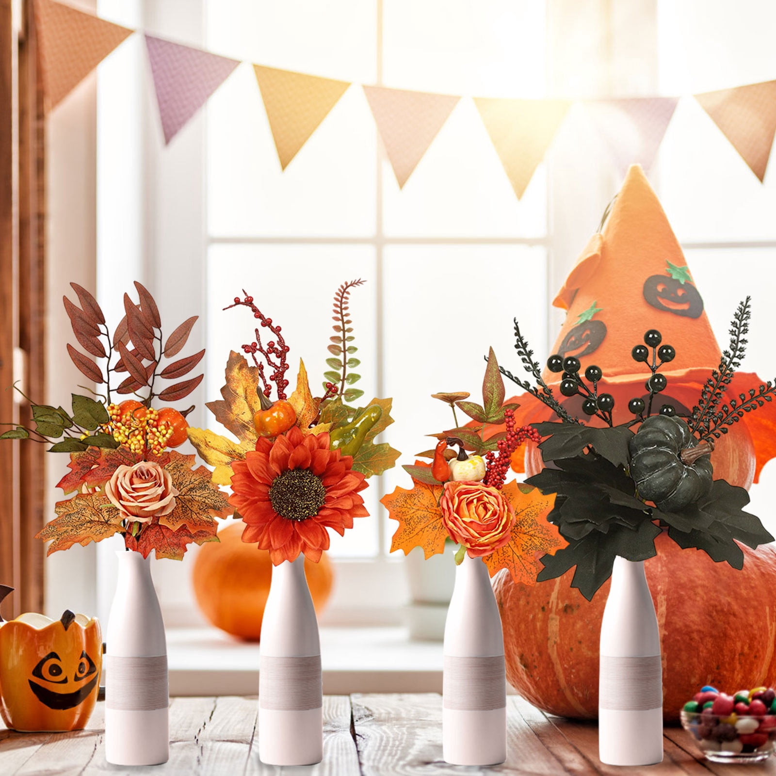 Dmlowu halloween fake plants pretty thanksgiving fake flowers no fade