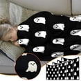 thumbnail image 1 of Dmlowu Halloween Ghost Blanket, 51x59 inch Extra Soft Throw Blanket, Warm Fleece Blanket for Holiday Party Thanksgiving Halloween Decorations, Fluffier Black Cooling Blanket, 1 of 6