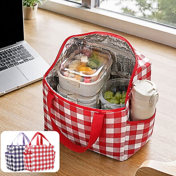 Dmlowu Insulated Lunch Bag for Women Men, Reusable Large Capacity Food Cooler Bag with Handle, 3 Layer Thermal Lunch Box for Work Picnic Beach Camping