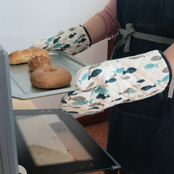Dmlowu Oven Mitts Heat Resistant Oven Mits Flexible Sturdy Kitchen Mitts, Waterproof Baking Gloves with Soft Cotton Lining, Flexible Oven Mittens for Cooking, 6x11 Inch