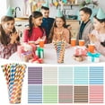 thumbnail image 1 of Dmlowu Paper Straws Disposable 100 Pack - Striped Straws in 9 Colors - Durable - Non-Soggy Paper Straws for Drinking and Crafts, 1 of 4
