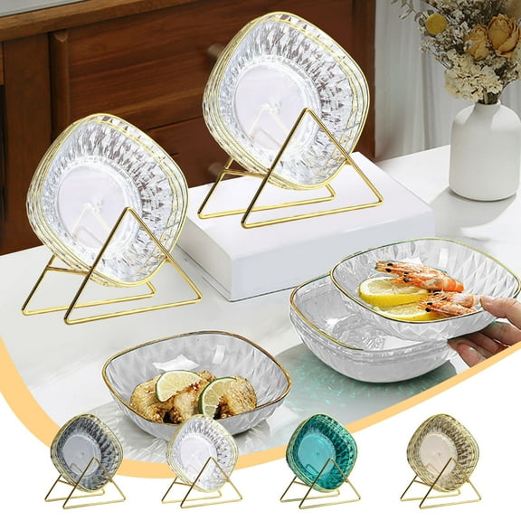 Dmlowu Plastic Plates Food Grade Dinner Plates, Lightweight Sturdy Plastic Plates for Party Holiday Halloween Christmas Decorations, Household Plates Set With Dish Rack