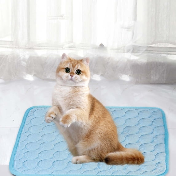 Dmlowu Portable Cooling Cat Bed, Summer Cool Sleeping Pad for Cats Dogs, Lightweight Foldable Non-Slip Sleeping Mat for Travel Crate Car Hot Weather
