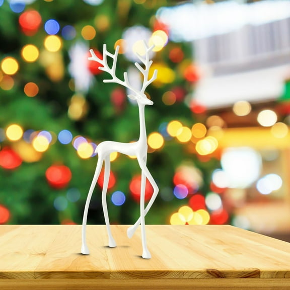 Dmlowu Reindeer Christmas Decorations - Xmas Tabletop Decor Deer, Elegant Christmas Decorations Indoor for Living Room Bedroom Office, White Holiday Decor Reindeer - Table Centerpieces