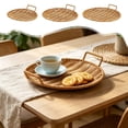 thumbnail image 1 of Dmlowu Round Woven Serving Tray, Flat Base Food Food Baskets with Dual Handles, Decorative Food Tray for Breakfast Bread Coffee Grape Candy Table Decor 1 Pack, 1 of 6