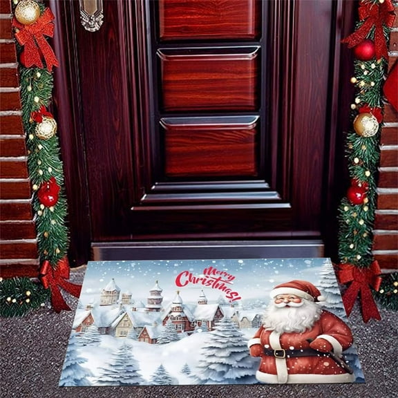 Dmlowu Santa Christmas Doormat - Luxury Soft Christmas Front Door Mat, 16x24" Washable Christmas Bathroom Rugs, Non Slip Christmas Decorations Rug for Bathroom Bedroom