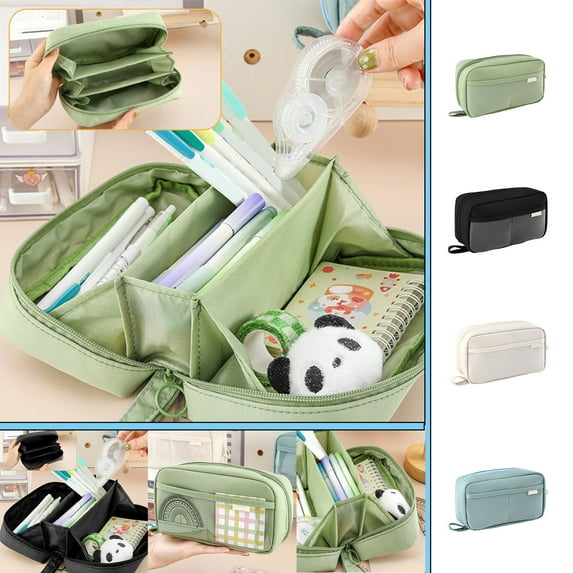 Dmlowu Pencil Pouch Portable Pencil Case Large Capacity Pencil Bag Box for Women Men Art Office, 2.4x8.3 Inch Simple Aesthetic Pencil Case Pouch