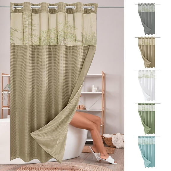 Dmlowu Shower Curtain, Waterproof Shower Curtain Liner, Lightweight Sturdy Shower Curtains for Bathroom Hotel Home Decor, 72x75 Inch Double-Layer Cloth Shower Curtain