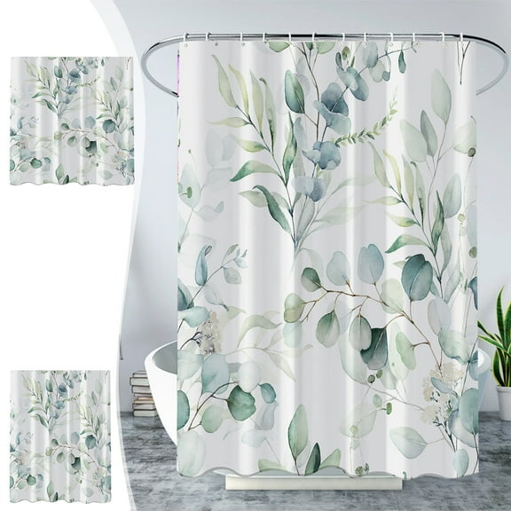 Dmlowu Shower Curtain, Weighted Shower Curtain Liner, Water Mildews Proof Bathroom Curtain for Hotel Home Decor, 59x71 Inch Modern Artistic Fabric Shower Curtain with 12 Hooks, Green