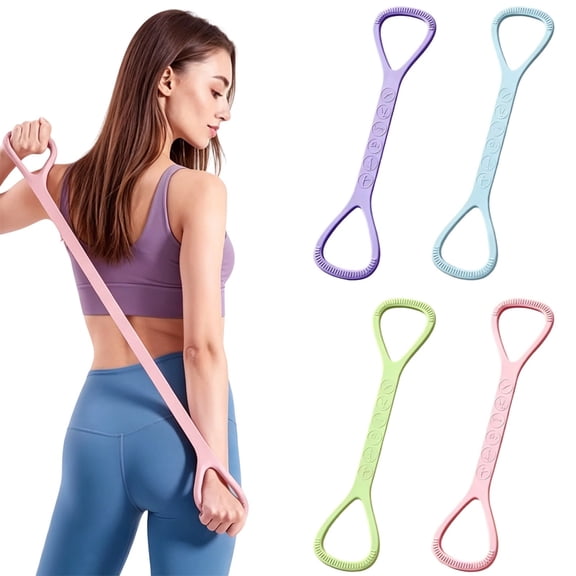 Dmlowu Silicone Exercise Bands for Women, Figure 8 Resistance Bands, Elastic Stretching Strap for Arm Back Shoulder Training, Portable Workout Sets for Women