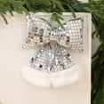 thumbnail image 1 of Dmlowu Silver Christmas Tree Bows Ornaments - Christmas Bows for Xmas Decor, Velvet Bows for Christmas Tree, Hanging Decorations Christmas Bow Gifts for Holiday Party Decor, 8x9", 1 of 4
