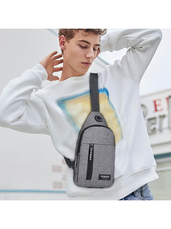 Sling Bag for Women Men, Unisex Multi Pocket Small Shoulder Bag, Reversible Adjustable Strap Small Backpack for Travel Cycling Hiking Daily Commute