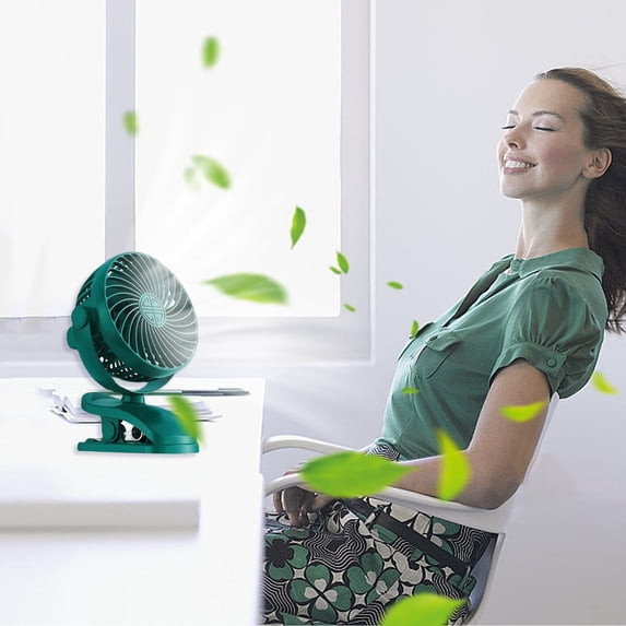 Dmlowu Small Silent Oscillating Desk Fan, Powerful Airflow Personal Fan with Clip on Base, USB Rechargeable Clip On Fan for Bedroom Office Travel, Long Battery Life