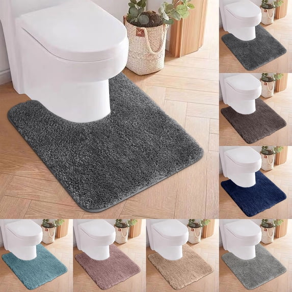 Dmlowu Toilet Rugs U-Shaped 20 x 20 Inch, Extra Soft Absorbent Bathroom Rugs for Toilet, Dry Quickly, Machine Washable, Non-Slip Toilet Bath Mat Dark Gray