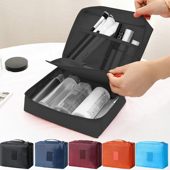 Dmlowu Travel Makeup Bag - Large Capacity Cosmetic Makeup Bag, Portable Water Proof Travel Toiletry Bag for Outdoor Camping Beach, 6x8 inch Cosmetic Bags for Women Men