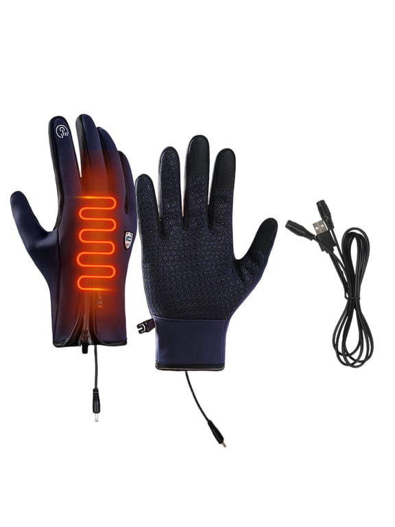 USB Heated Gloves - Winter Thermal Gloves, Rechargeable Heated Gloves for Running Driving Hiking Skiing, Windproof Waterproof Heated Gloves for Men Women Kids