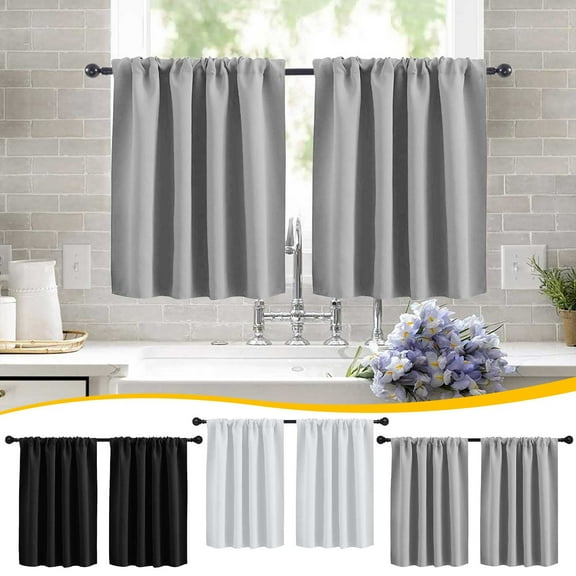 Dmlowu Valances for Windows Thermal Insulated Curtains for Living Room Solid Color Kitchen Valances for Windows Bedroom Bathroom Rod, 30x36" Small Short Curtains With Valance