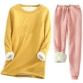 Dmlowu Women's Pajamas Sets Winter Warm Long Sleeve Fleece Lined
