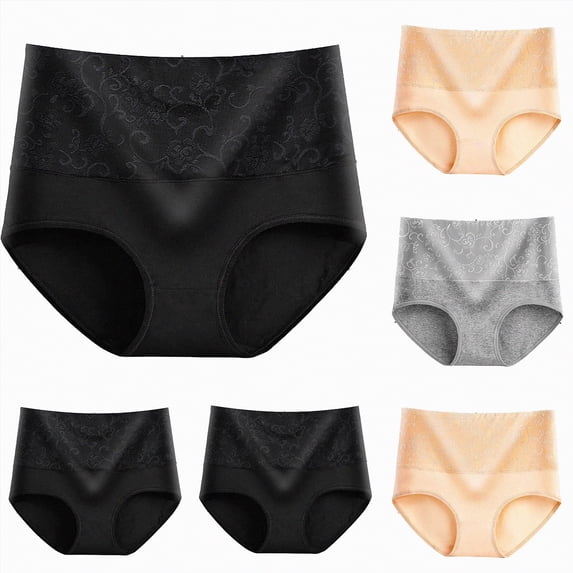 Dmsael 5 Pack Cotton Underwear for Women High Waisted Underwear for Women Full Coverage Cotton Ladies Panties Soft Stretch Briefs Beige,XL