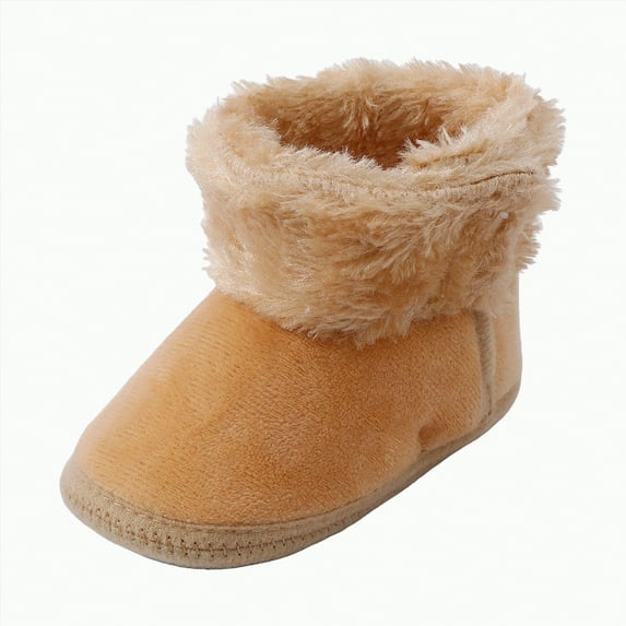 Dmsael Baby Boots Toddler Snow Boots Baby Booties Infant Winter Shoes First Walking Shoes Khaki,4.5