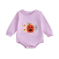 thumbnail image 1 of Dmsael Baby Boy Girl Halloween Outfit Pumpkin Embroidery Romper Onesie My First Halloween Baby Girl Outfit (Pink,0-3 Months), 1 of 4