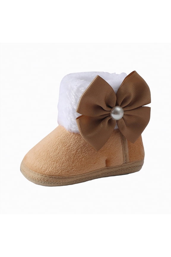 Baby Girl Boots Infant Snow Boots Premium Soft Sole Anti-Slip Warm Winter Prewalker Toddler Boots Khaki,4