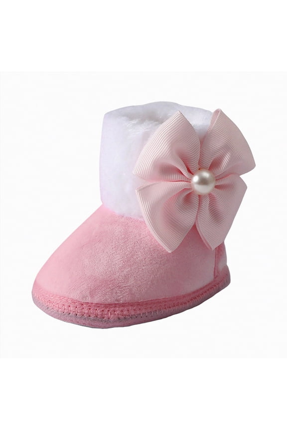 Baby Girl Boots Infant Snow Boots Premium Soft Sole Anti-Slip Warm Winter Prewalker Toddler Boots Pink,4
