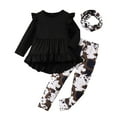 thumbnail image 1 of Dmsael Baby Girl Fall Clothes Toddler Girl Clothes Girl Fall Winter outfits Cotton Long Sleeves Ruffle Top Pants Little Girl Clothing Set Black,3-4 Years, 1 of 7