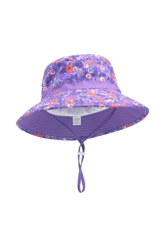 Baby Sun Hat Toddler Bucket Hats Summer Sun Protective Kids Beach Hats Wide Brim Outdoor Camping Hat for Boys Girls,Purple