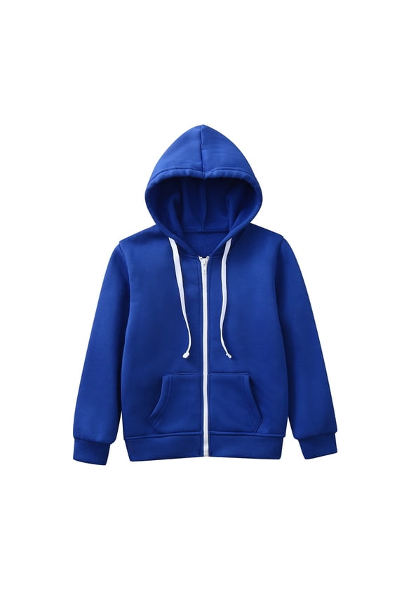 Boys Jackets Boys' Midweight Jersey Lined Hooded Jacket with Zipper Pocket Dark Blue,9-10 Years