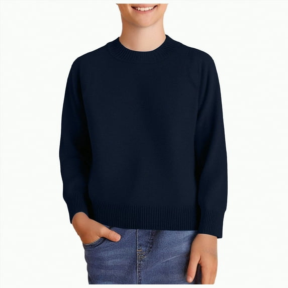 Dmsael Boys Sweater Sweater Toddler Boy Sweater Boys Sweaters Kids Crewneck Long Sleeve Knit Pullover Navy,4 Years