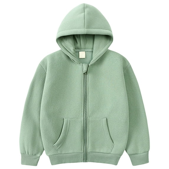 Dmsael Boys Winter Coat Kids Boy's Full Zip Polar Fleece Jacket Ultra Soft Warm Comfortable Fabric With Zippered Hand Pockets Light Green,6-7 Years
