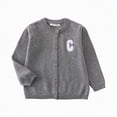 thumbnail image 1 of Dmsael Cardigan Girl's Crewneck Lightweight Button-up Cardigan Cotton Knit Sweater Casual Cute Outerwear Dark Gray,7-8 Years, 1 of 7