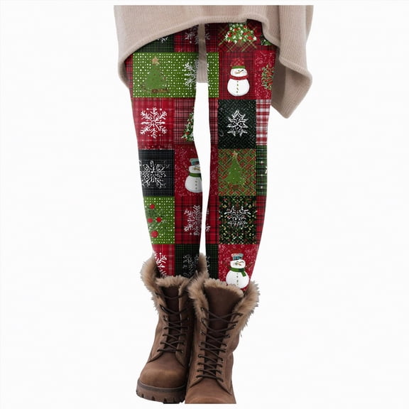 Dmsael Christmas Pants Leggings for Women Christmas High Waisted Workout Legging Funny Xmas Print Yoga Pants Christmas Tights Watermelon Red,XL