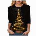 thumbnail image 1 of Dmsael Christmas Tree Top for Women Christmas Shirts for Women 3/4 Sleeve Tunic Tops Glitter Xmas Tree Print Tshirt Crewneck Pullover Blouses Gifts Tees Black,3XL, 1 of 4