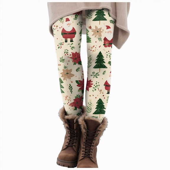 Dmsael Christmas Yoga Pants Christmas Leggings For Women Xmas Fesival Workout Athletic Tight High Waisted Full Length Yoga Pants Soft Stretchy Tummy Control Legging Grey,XL